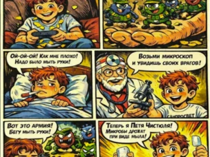 Петя Лентяев против армии микробов